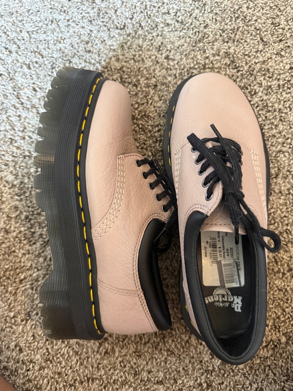 Dr. Martens Pink Leather Platform 3-Eye Shoes